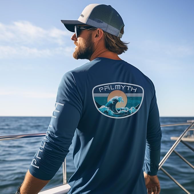 Palmyth Fishing Shirts for Men Long Sleeve UPF 50+ T Shirt Sun Protection Tee