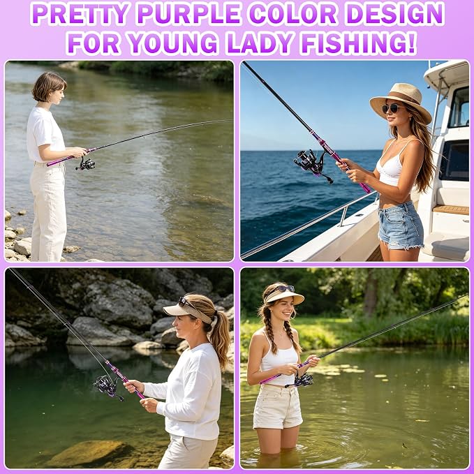 Carbon Fiber Fishing Rod and Reel Combos, Portable Telescopic Fishing Pole with Spinning Reel, Travel Bag for Saltwater Freshwater