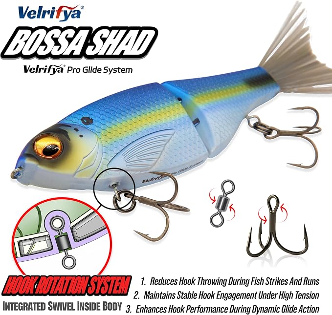 Bossa Shad Multi-Jointed Swimbait – Realistic Shad Profile with Natural Swimming Action for Bass Fishing