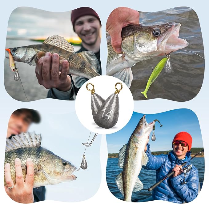 26Pcs Fishing Weights Sinkers Kit, Drop Shot Weights, Lead Fishing Weights for Saltwater Freshwater, Catfish Weights, Fishing Sinkers and Weights Assortment