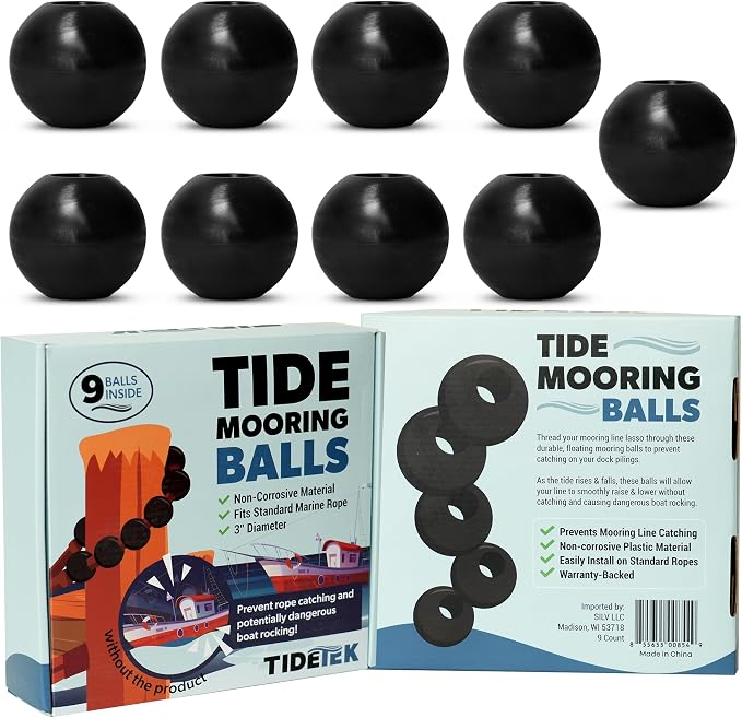 Dock Mooring Balls | #1 Boat Dock Accessories to Prevent Lines from Catching On Pier Pilings As Tides Rise & Fall, Protect Your Boat in the Slip When Water Levels Change, Fits Standard Marine Rope