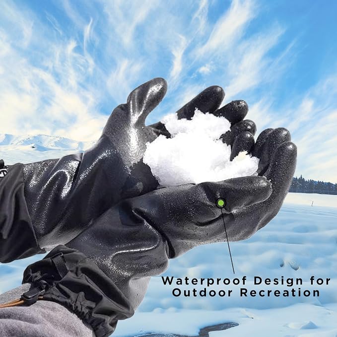 SHOWA TEMRES 282-02 Waterproof Insulated Winter Work Gloves, Breathable Polyurethane, Integrated Drawstring Gaiter Snow Cuff, Thermal Fleece for Skiing, Ice Fishing