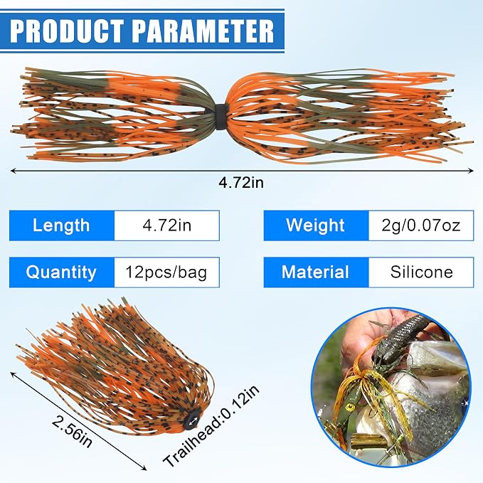 Silicone Jig Skirts Spinnerbait Skirts 50 Strands Bass Fishing Lure Skirts Replacement for DIY Spinner Baits Buzzbaits Squid Jig Accessories