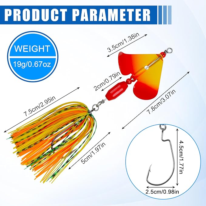 Spinnerbait Fishing Lures Kit - 6/12pcs Bass Fishing Buzzbait Lures Spinner Baits for Bass Trout Pike Salmon Multicolor Swimbait Buzz Bait Metal Spinner baits Swim Jigs Freshwater Saltwater