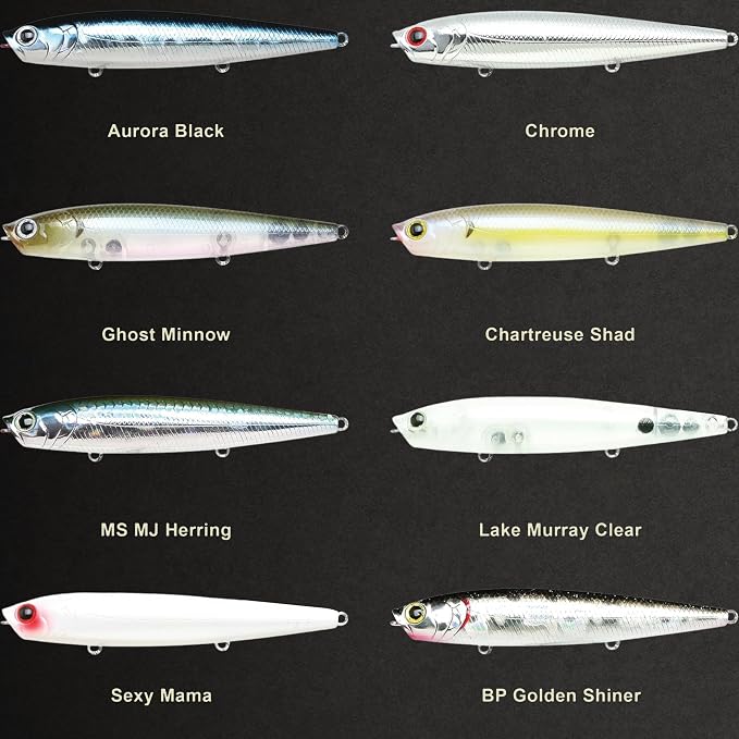 LUCKY CRAFT Gunfish 95 3 Hook Freshwater Fishing Lures and Bait for Bass Fish, Topwater Fish Line, Surface Bait with Treble Hooks, Fishing Gear for Tackle Box