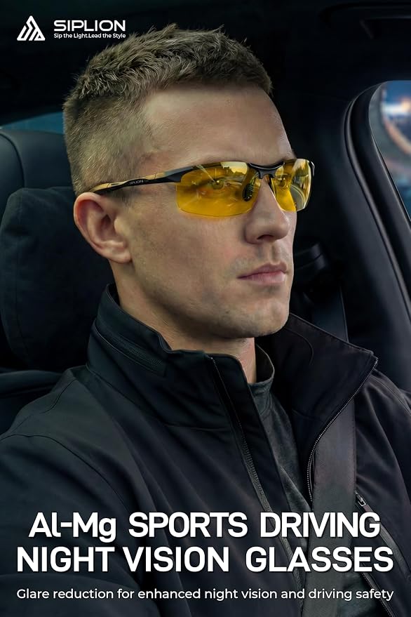 SIPLION Polarized Sunglasses Men Sports: UV Protection Ultra Light Al-Mg Metal Frame Ideal For Driving Fishing Running Golf