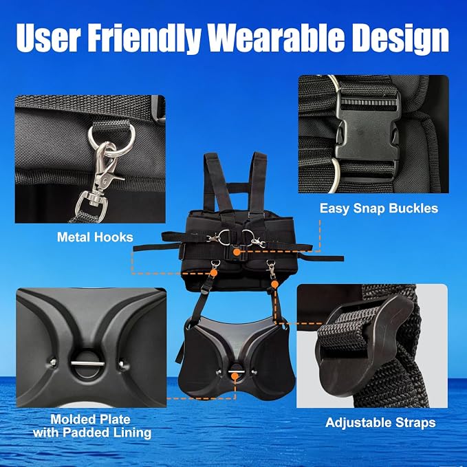 Fishing Belt & Shoulder Strap Harness Set, Enhanced Protection Shoulder Back Support System, with Rod Locking Buckle, Offshore Big Game Fishing Fighting Gear