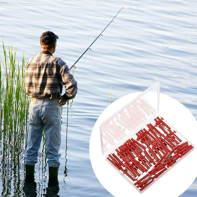 Soulchen 50 Pcs Sinker Slides for Catfishing with Metal Snaps ABS Fishing Weight Sinkers Slider Clip Outdoor Accessories Catfishing Tackle Equipment for Fishing Boat Beach