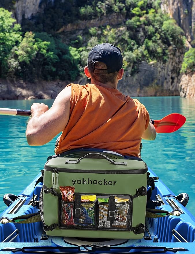 Yakhacker Kayak Cooler, Waterproof Seat Back Cooler for Kayaks with Lawn-Chair Style Seats, Kayak Accessories Cooler Bag, Portable Ice Chest Cooler for Kayaking, Travel, Lunch, Beaches &Trips