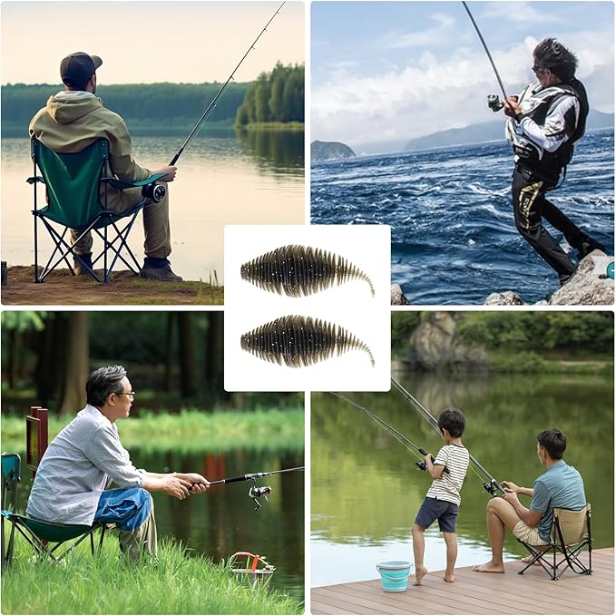 4.15'' Soft Swimbait Fishing Soft Plastic Lures 8pcs/24pcs Double-Color Lure for Bass Fishing Worms for Largemouth Bass