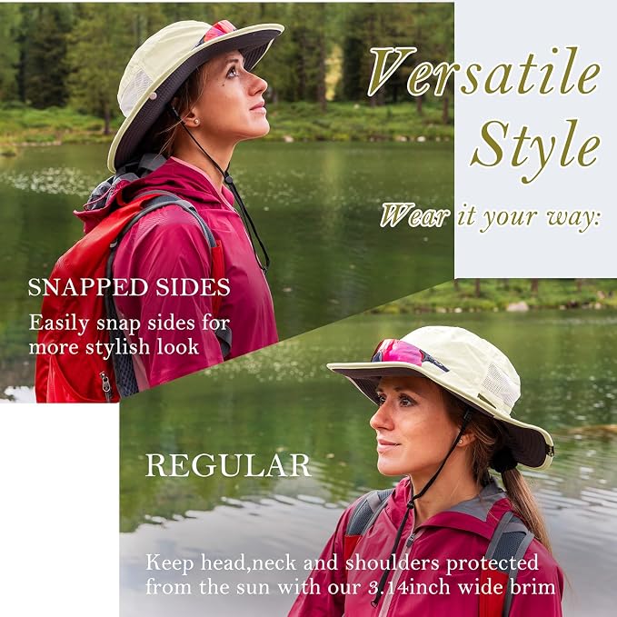 TOP-EX Men's Wide Brim Sun Hat UPF 50+ Waterproof, Packable Breathable Mesh Boonie Bucket Cap for Hiking Fishing Safari