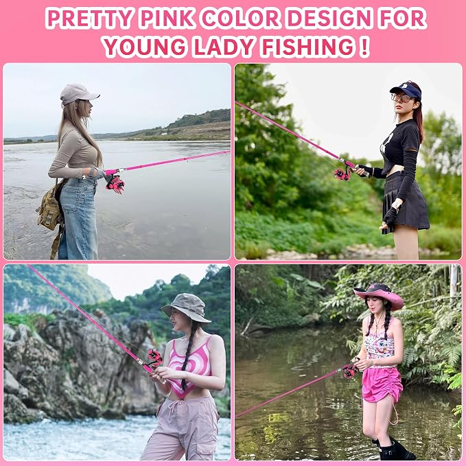 Carbon Fiber Fishing Rod and Reel Combos, Portable Telescopic Fishing Pole with Spinning Reel, Travel Bag for Saltwater Freshwater