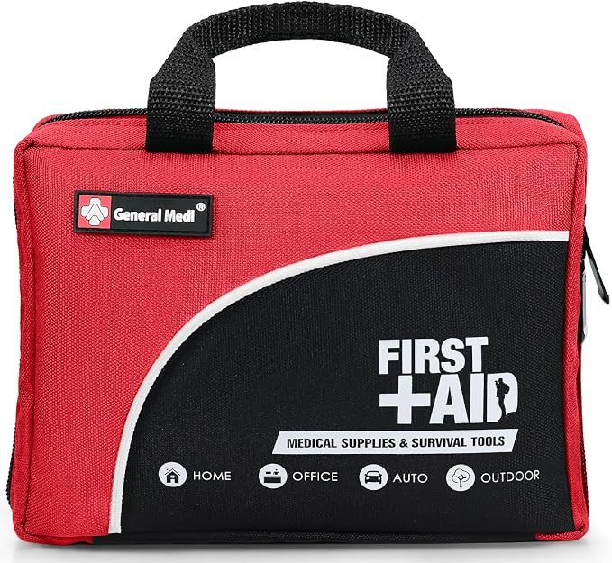 First Aid Kit -160 Pieces Compact and Lightweight - Including Cold (Ice) Pack, Emergency Blanket, Moleskin Pad,Perfect for Travel, Home, Office, Car, Camping, Workplace (Red)
