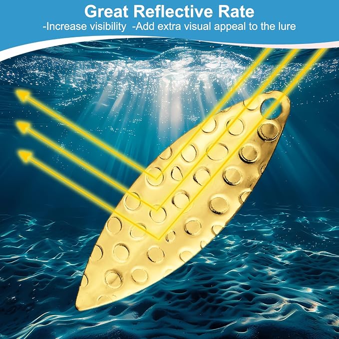 PATIKIL Fishing Lure Blades, Round Fishing Spinner Baits Willowleaf Lure Spinner Lure Making Part with Plastic Storage Box for Bait Fishing Accessories