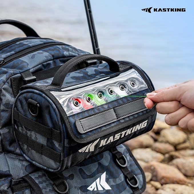 KastKing BaitSpace Line Management Bag, Fishing Line Storage Bag with Water Resistant Nylon, Clear View Window, Removable Divider, Tangle-free Leader Line Holder