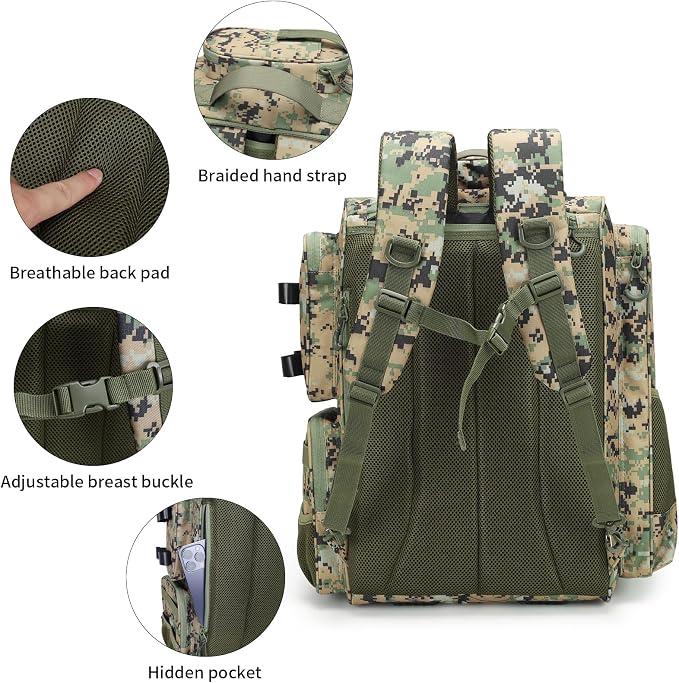 WANOON Fishing Backpack, Ttackle Bag,with Tackle Boxes. Large Fishing Bag Strong Materials