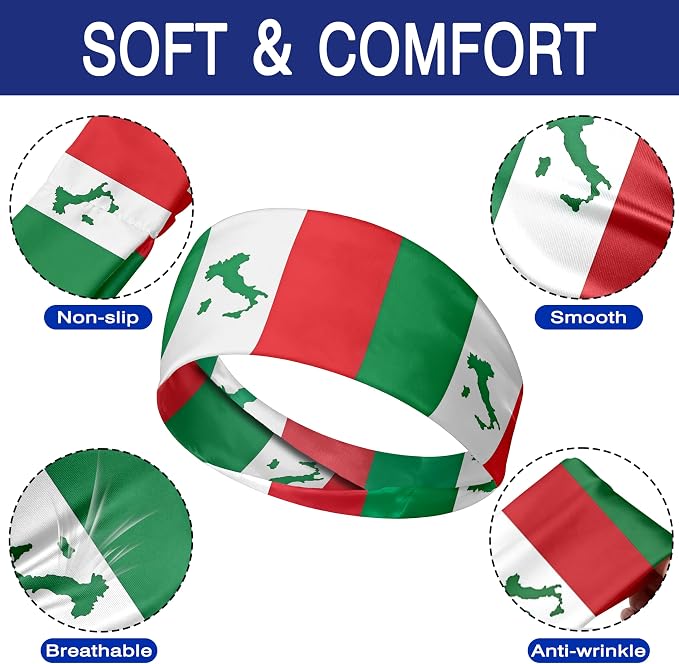 Flag Headbands for Men Women, Moisture Wicking Sweatband Breathable Sports Headwrap, Non-Slip Stretchy Fitness Hair Band