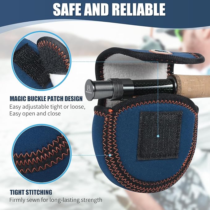 M MAXIMUMCATCH Maxcatch Fly Reel Case, Sheepskin Lined Neoprene Protective Reel Bag Pouch Cover, Fits 3/5wt 5/7wt 7/9wt, 9/11wt (2, Fits 5/7wt 7/9wt)