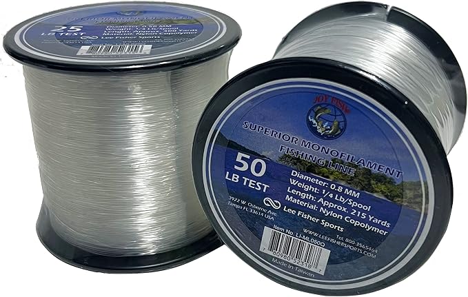 Lee Fisher Sport. Monofilament Fishing line for Fishing Hanging Decorations and Crafts in Various LB Test 1/4 LB Spool, Clear-10,12,15,20,25,30,40,50,60,80,100 LB Test