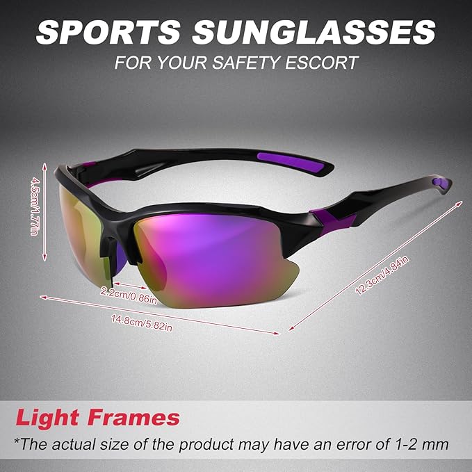4 PACK Polarized Sport Sunglasses for Women Men UV Protection,Running Cycling Fishing Sunglasses Outdoor