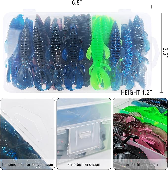 Soft Fishing Lures Kit Paddle Tail Swimbaits Plastic Worms Set Mixed Color Minnow Jerkbait Bass Lure Baitsfor Trout,Walleye,Crappie