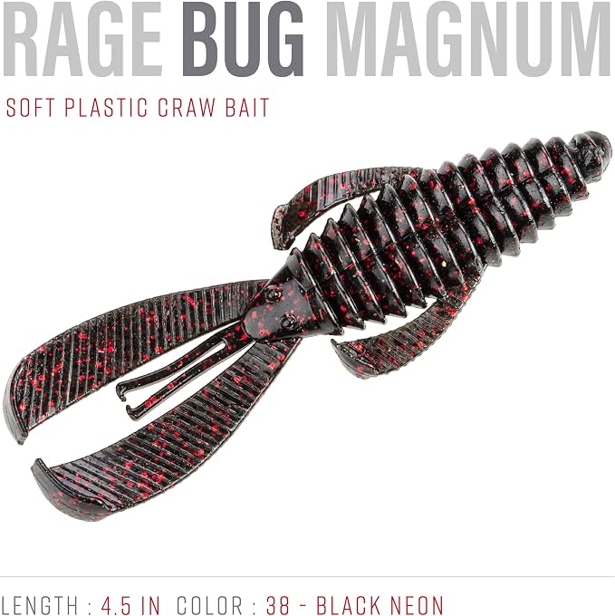 Strike King Rage Bug Fishing Lure, Soft Plastic Grub, Unique Design, Subtle Action