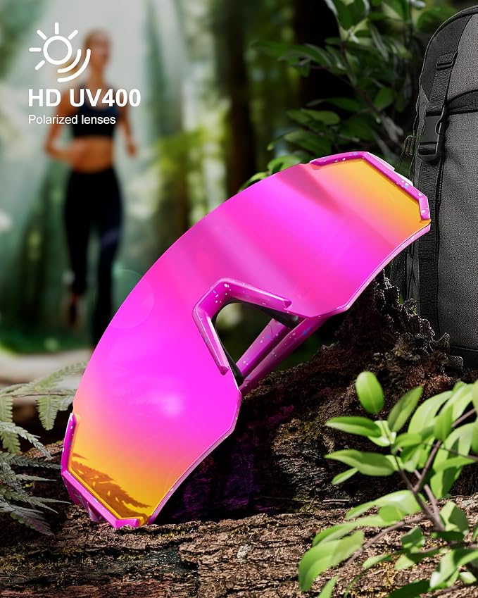 Polarized Sports Sunglasses for Men Women, UV400 Protection Mens Sunglasses Wrap Around Sun Glasses for Cycling Running