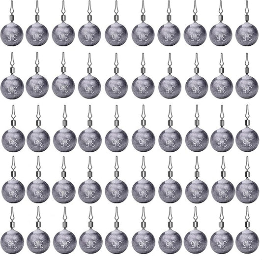50Pcs Round Fishing Weights Sinkers Ball Fishing Weights Casting Drop Shot Sinkers Catfishing Sinkers Lead Weights Sinkers with Barrel Swivels for Saltwater Freshwater Fishing-(3.5-10g)