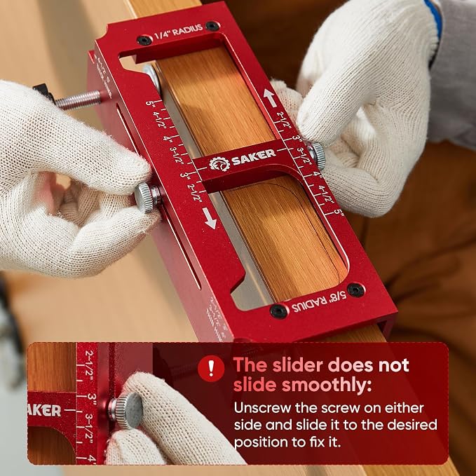 Saker Door Hinge Jig and Deep Hole Pencil Set,Aluminum Alloy Doors Hinges Router Jig,Adjustable Doors Jamb Hinge Jigs,Fits Door Hinges from 2.5" to 5" Length and Thicknesses,Radius 1/4” or Radius 5/8”