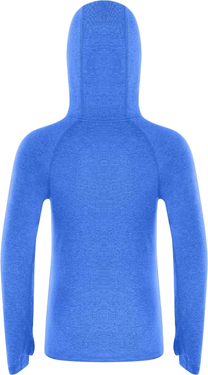 Roadbox Boys Rash Guard Hooded Fishing Shirt, Kids UPF 50+ Long Sleeve Sun Hoodie, Youth UV Protection Beach Swim Shirts