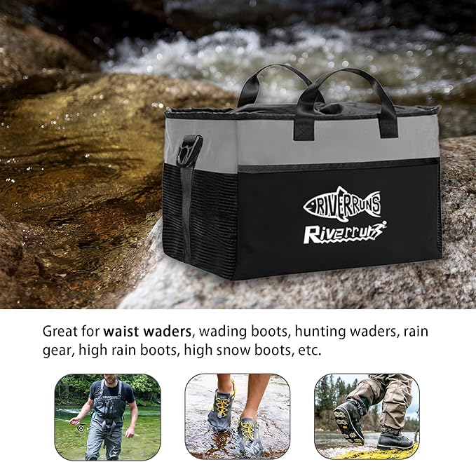 Riverruns Fishing Hunting Wader Bag with Vented Mesh, Waders Boots Bag, Fly Fish Storage Bag for Fishing, Hiking, Camping