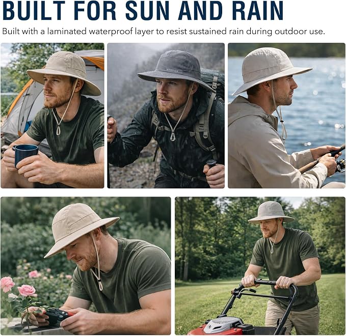 TOP-EX XL/XXL Waterproof Mens Sun Hat Wide Brim UPF 50+ Bucket Hat for Women Sun Protection Outdoor Hiking