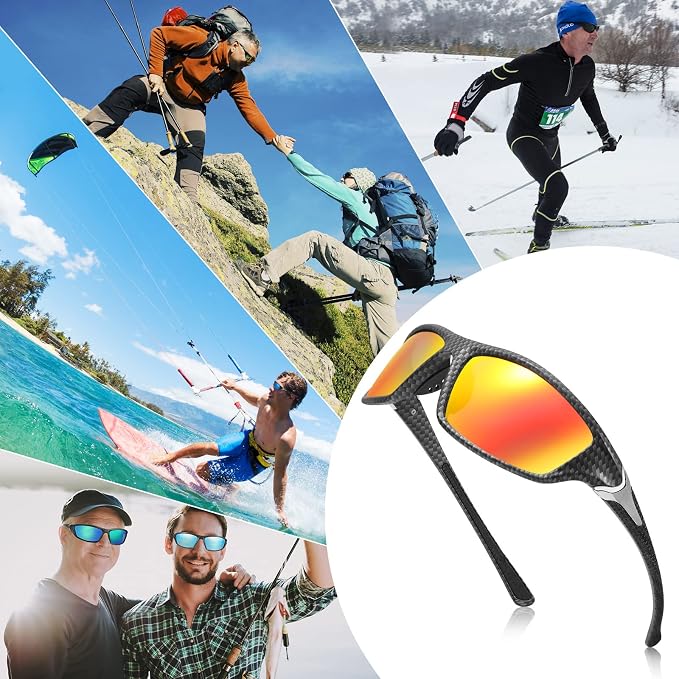 TOODOO 4 Pairs Men Polarized Sunglasses with UV Protection Driving Glasses Sports for Sport Outdoor Activities