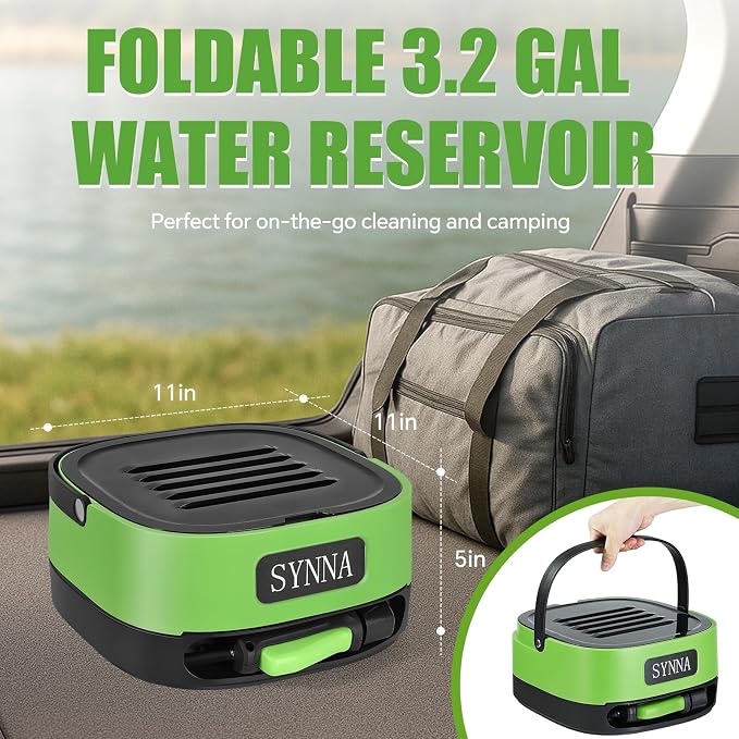 Cordless Electric Pressure Sprayer with Auto-Retractable Hose Reel & Water-Through Brush, 7.1Gal Total Capacity, 72 PSI Portable Sprayer for Camping Shower, Fishing, Bike Washing, Rinsing & Watering