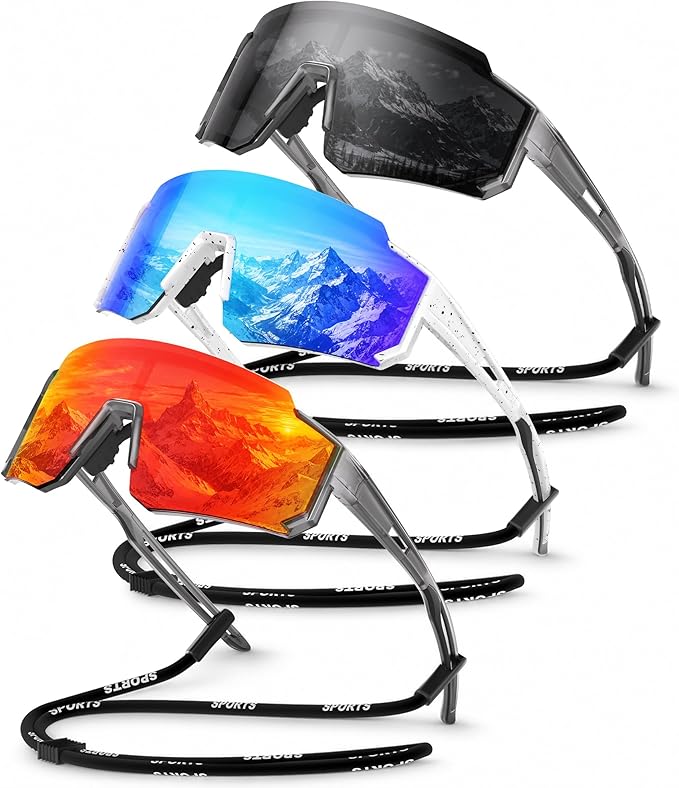 Polarized Sport Sunglasses for Men and Women, Lightweight TR90 Sun Glasses with UV Protection for Cycling Running