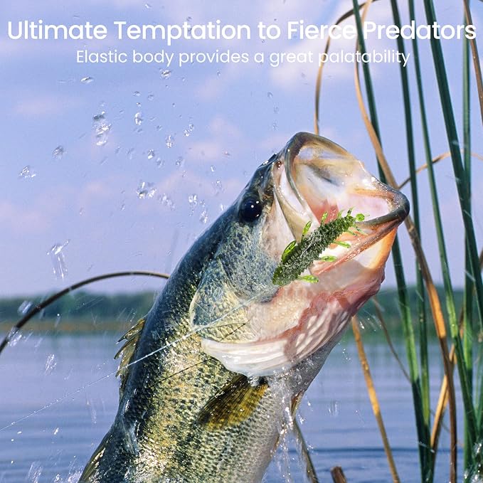Pristis 10 pcs Chariot Bug Soft Lures, Wacky Worms Baits for Bass Fishing, Durable Plastic Insect Swimbait Set for Texas Carolina Weightless Finesse Rig Kit Gear Saltwater Freshwater Pike Perch