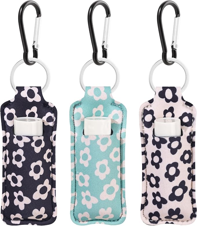 COOKOOKY Keychain Holder for Chapstick Lipstick Lip Gloss Cute Lip Balm Keychain Holder with Clip