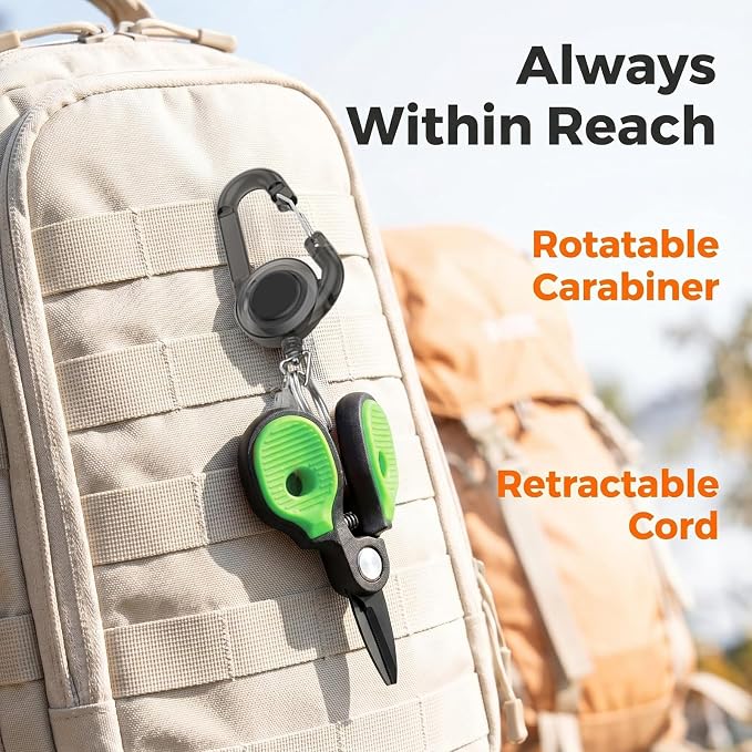 2 Pack Mini Fishing Scissors & Gentle-Return Keychain, Upgrade Fishing Line Cutters with Smooth Lock, Braided Fluorocarbon Line Cutter, Compact Stainless Steel Snips Fishing Clippers Rust-Resistant