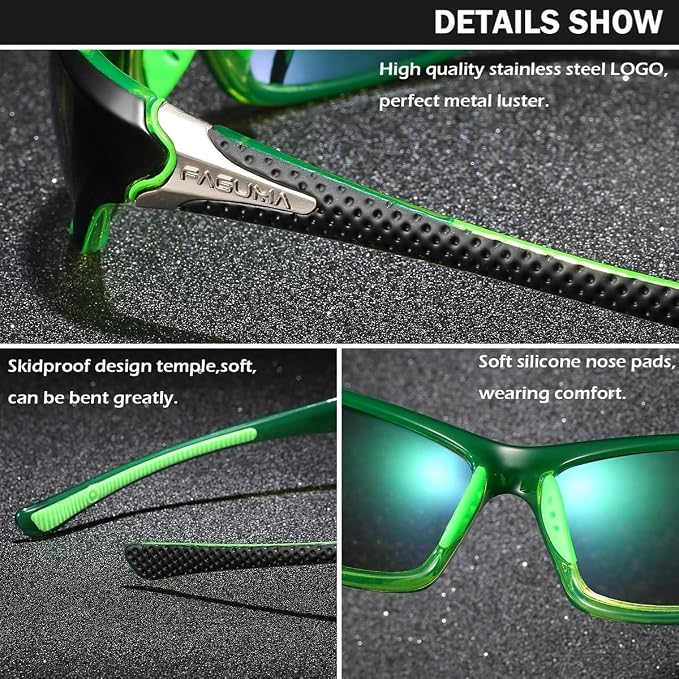 FAGUMA Sports Polarized Sunglasses For Men Cycling Driving Fishing UV400 Protection