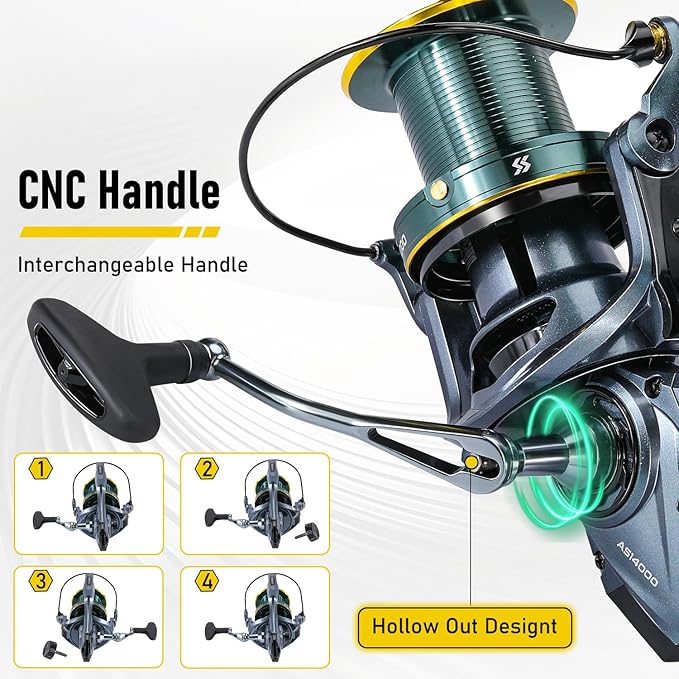 Sougayilang Surf Spinning Reel - Ultra Smooth Drag System for Big Game Saltwater Surf Fishing, Powerful Ideal High-Capacity Reel for Saltwater and Offshore Fishing