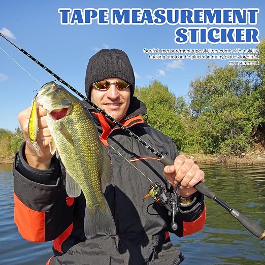 Affrolling 2 Pcs 36 Inch Fish Measuring Tape Stickers Waterproof Transparent Vinyl Fish Measuring Decal Adhesive Boat Ruler Clear Boat Accessories (Black)