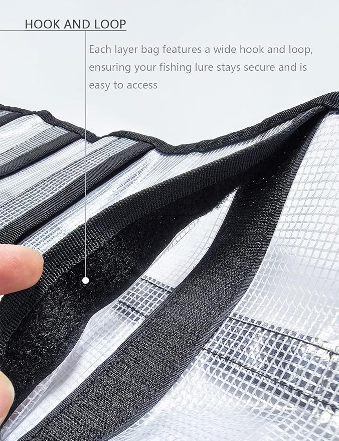 25"x9" Fishing Lure Wraps with 6 Pockets, Foldable Saltwater Trolling Lure Storage Bag, Clear PVC Protective Hook Covers Organizer for Swimbaits, Jigs and Offshore Fishing Gear(2 Pcs)
