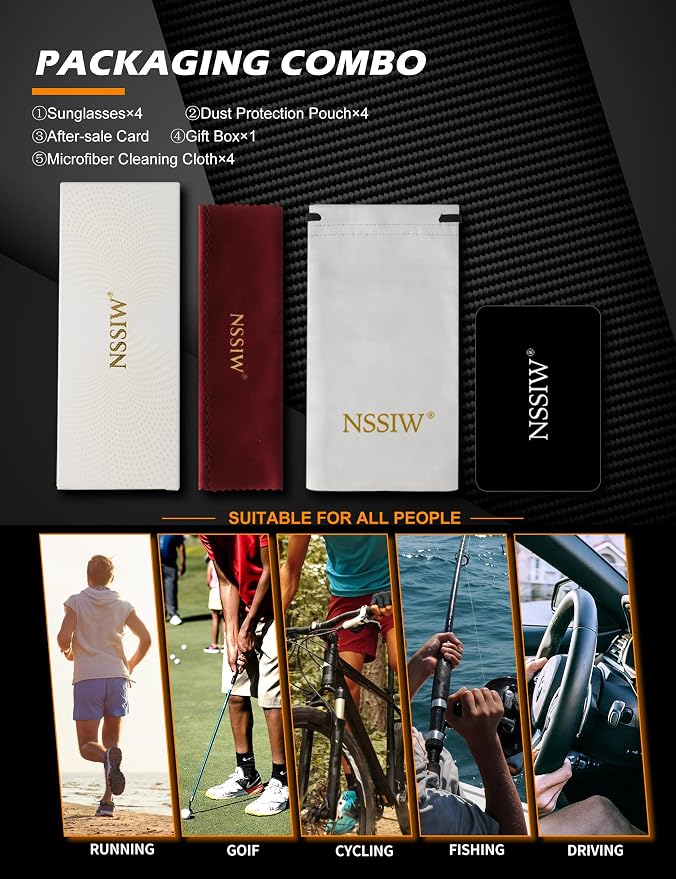 NSSIW Mens-Sunglasses Polarized Sunglasses Men : Classic Sun Glasses with UV Protection for Driving Fishing Golf 4 Packs