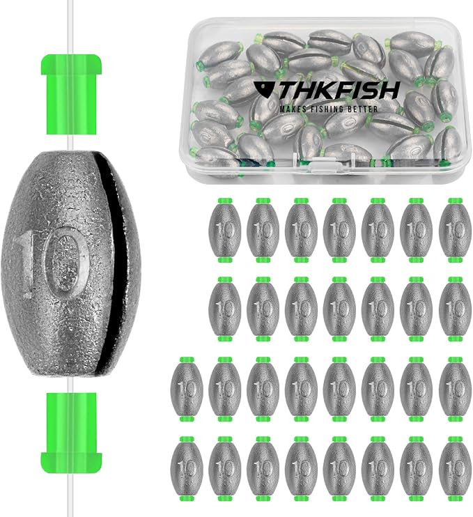 THKFISH Egg Fishing Sinkers Weights, Removable Rubber Core Fishing Weights Twist-Lock Sinker,Bass Weights Sinker Tackle Saltwater Casting Fishing Sinkers Set Oval Freshwater,1/8-1OZ