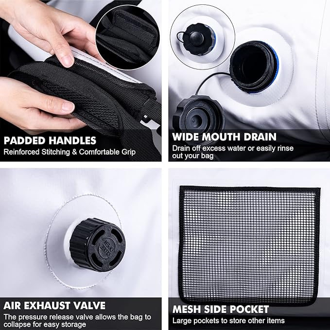 Goture Insulated Fish Cooler Bag,Travel Insulated Cooler Bag,Monster Leakproof Fish Kill Bag, Portable Small/Medium/Large Cooler Bag for Outdoor Travel Camp Beach Picnic with Drain Plug