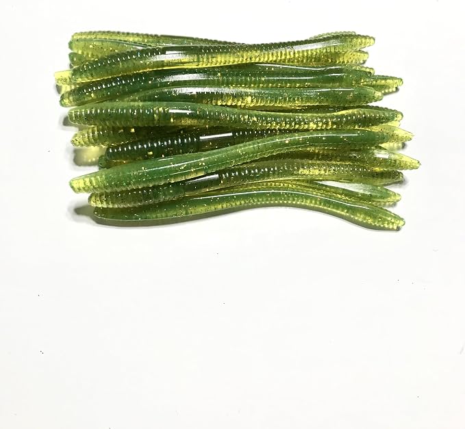 20 Pcs 5" Finesse Trick Worm (Scent, Float) Soft Plastic Bait for Bass Fishing