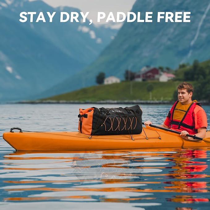 HEETA Waterproof Duffel Bag Motorcycle Dry Bag Backpack, 60L/80L Extra Large Rolltop Travel Duffle Bags with Straps & Handles for Kayaking Rafting Boating Canoeing Camping Gym Beach Cruise Ship