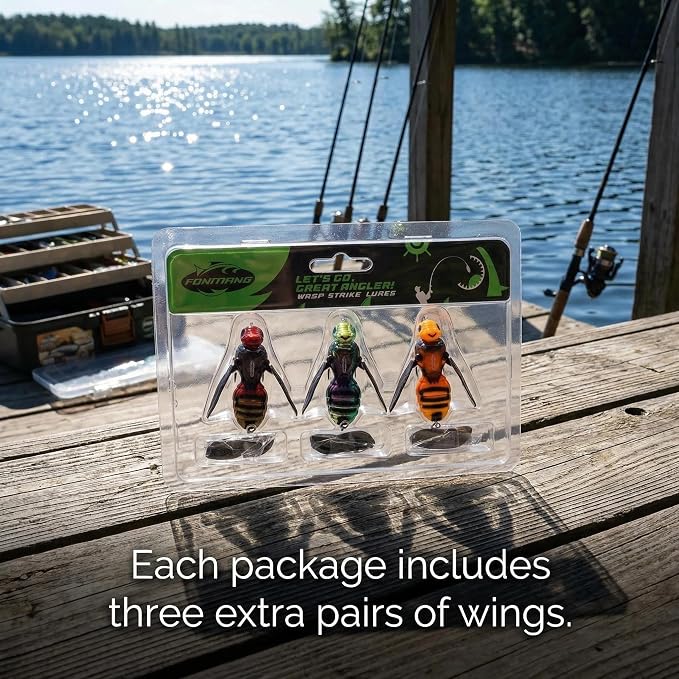FONMANG Top Water Fishing Lures, 3-Pcs Topwater Lures for Bass Walleye Pike, 2025 New Wasp Crawl Bait for Freshwater and Saltwater