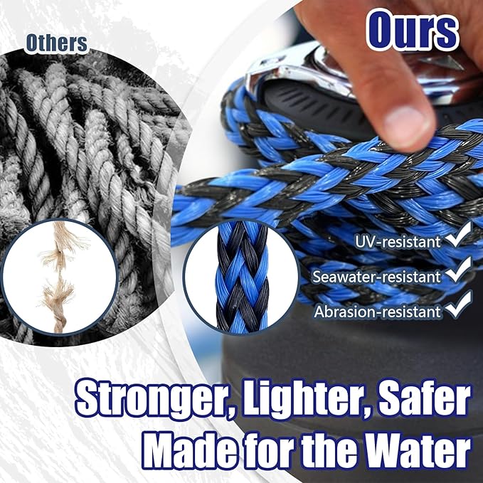 Boat Tow Rope 60ft 3-6K, Floating Ropes for Towable Tubes Accessories