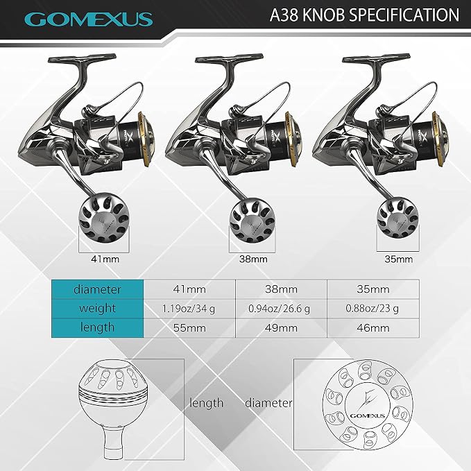 GOMEXUS Power Knob Compatible for Shimano Daiwa Spinning Reel Fishing Reel Handle Knob